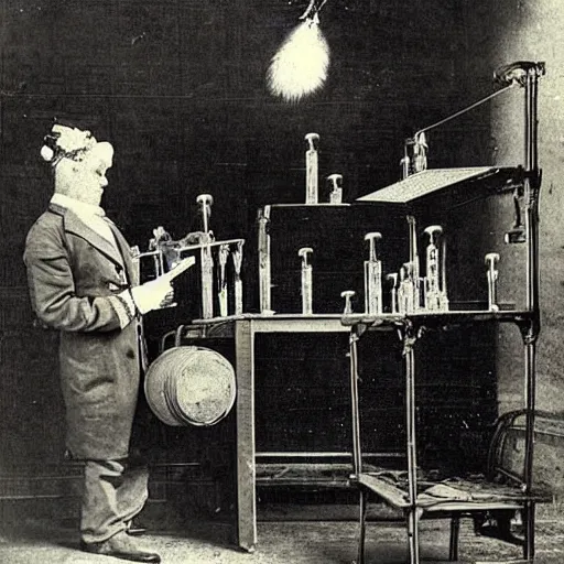 Prompt: a photo pf an peacock dressed as a scientist doing chemistry experiments in a laboratory