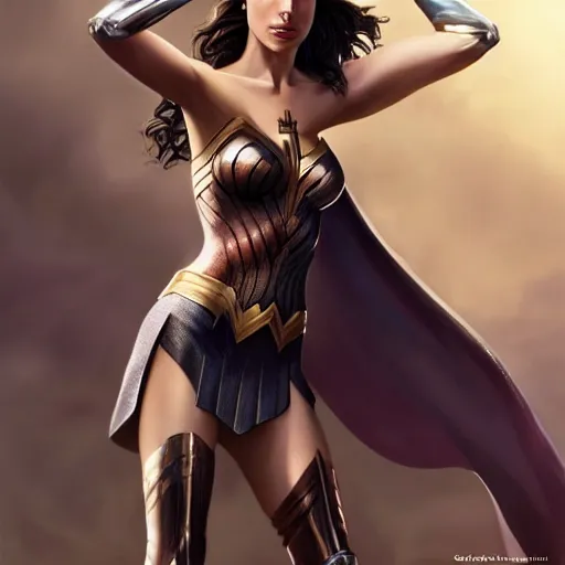 Image similar to gal gadot in the style of stefan kostic, realistic, full body, sharp focus, 8 k high definition, insanely detailed, intricate, elegant, art by stanley lau and artgerm