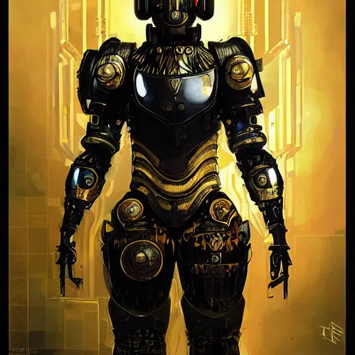 Prompt: Lofi BioPunk portrait knight wearing black and gold plate armor Pixar style by Tristan Eaton Stanley Artgerm and Tom Bagshaw