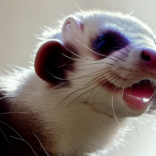 Image similar to a ferret wearing a hospital gown