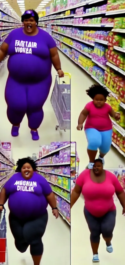 Image similar to viral vine video of fat african american mom running in walmart, trending 2 0 1 5, funny video, youtube vine twitter