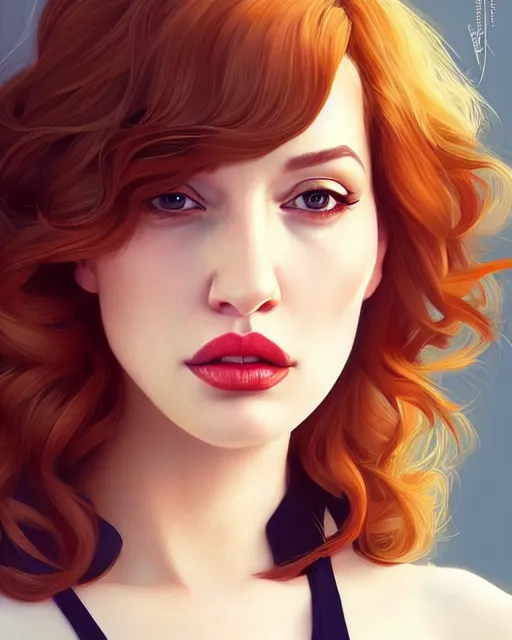 Image similar to a beautiful gina gershon christina hendricks kat dennings dolly parton instagram model, cascading hair full lips, by wlop and ilya kuvshinov and artgerm,, gorgeous, stunning, alluring, artstation, deviantart, digital art