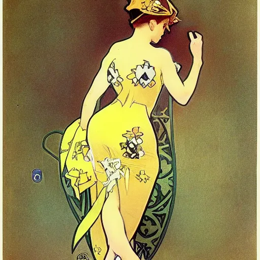 Prompt: elegant woman dressed up as pikachu, wearing stockings, photo by Alphonse Mucha,