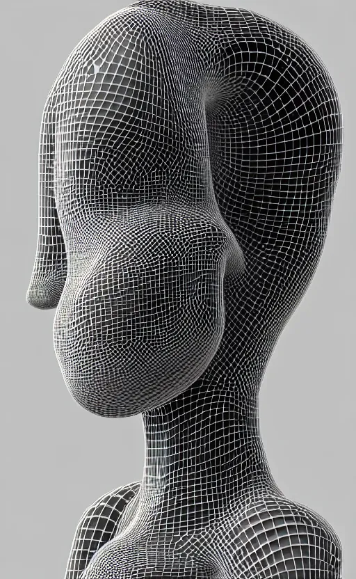 Image similar to black and white complex 3d render of a beautiful profile woman face, vegetal dragon cyborg, 150 mm, beautiful natural soft light, silver details, magnolia stems, roots, fine lace, maze like, mandelbot fractal, anatomical, facial muscles, cable wires, microchip, elegant, highly detailed, silver metalic armour, rim light, octane render, H.R. Giger style