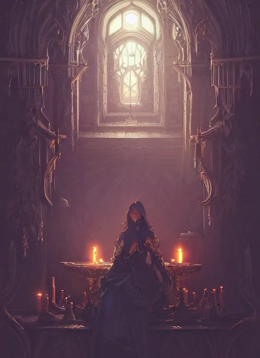 Image similar to a haunted castle, deep focus, d & d, fantasy, intricate, elegant, highly detailed, digital painting, artstation, concept art, matte, sharp focus, illustration, hearthstone, art by artgerm and greg rutkowski and alphonse mucha