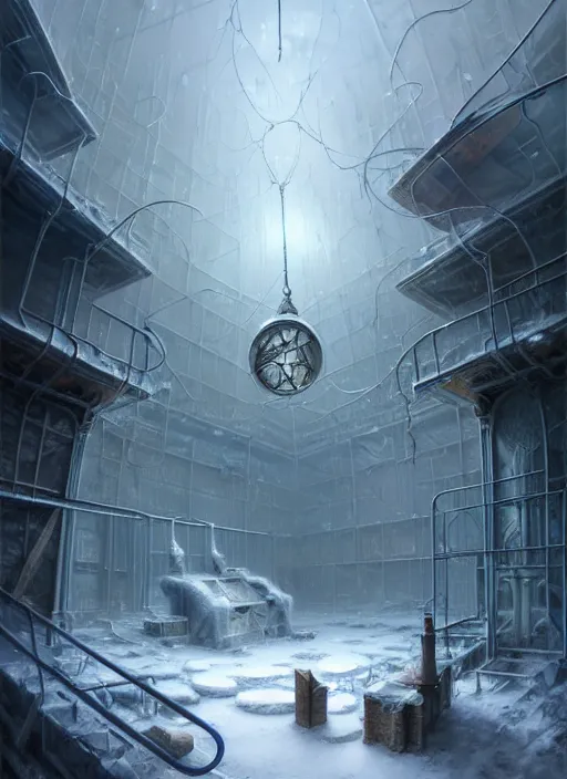 Image similar to abandoned laboratory on ice plains, blizzard weather, intricate, elegant, highly detailed, digital painting, artstation, concept art, smooth, sharp focus, illustration, artgerm, tomasz alen kopera, peter mohrbacher, donato giancola, joseph christian leyendecker, wlop, boris vallejo