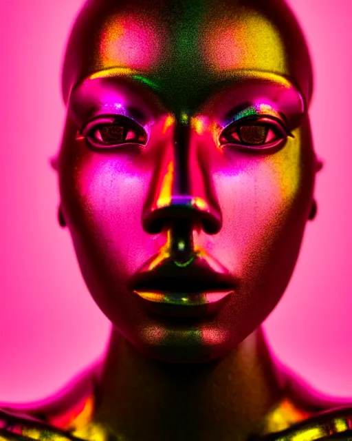 Image similar to hyperrealist highly intricate neo-gothic bust pink iridescent exoskeleton beautiful goddess concept art pascal blanche key sage dramatic yellow lighting 8k high angle shallow depth of field