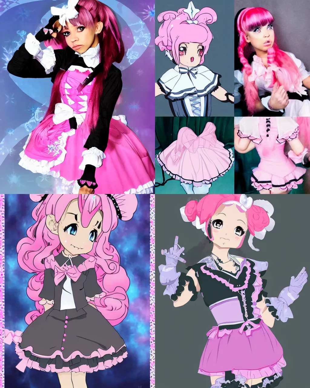 Prompt: ice t as a cute pink magical lolita girl, anime style, real life photo