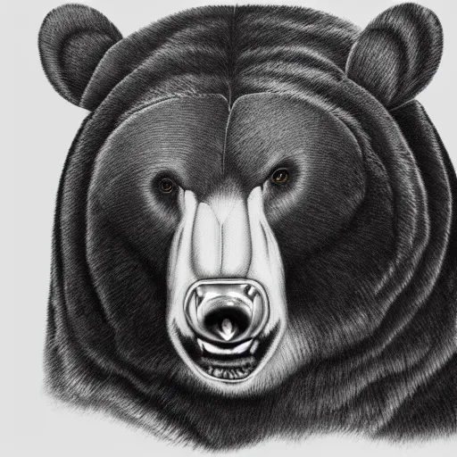 Prompt: painted portrait of a beast bear in monochrome