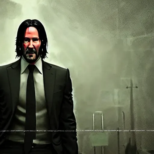 Prompt: john wick playing a guitar!!!, in the rain!!!, photorealistic!!!, realistic, dramatic, cinematic!!!, photography