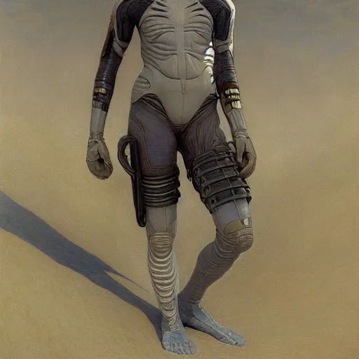 Image similar to masterpiece full body portrait Ripley on Dune, by Edgar Maxence and Ross Tran and Michael Whelan and Gustav Klimpt