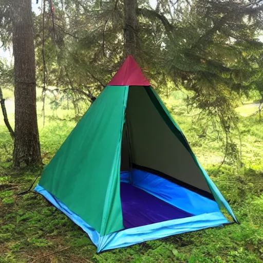 Image similar to a multi colored spraypainted camping tent