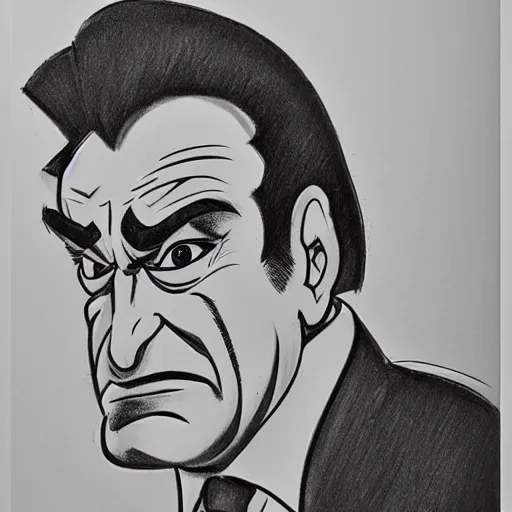 Prompt: simple caricature drawing of angry Joe Pesci, black and white manga panel, expressive, art by Nobuyuki Fukumoto