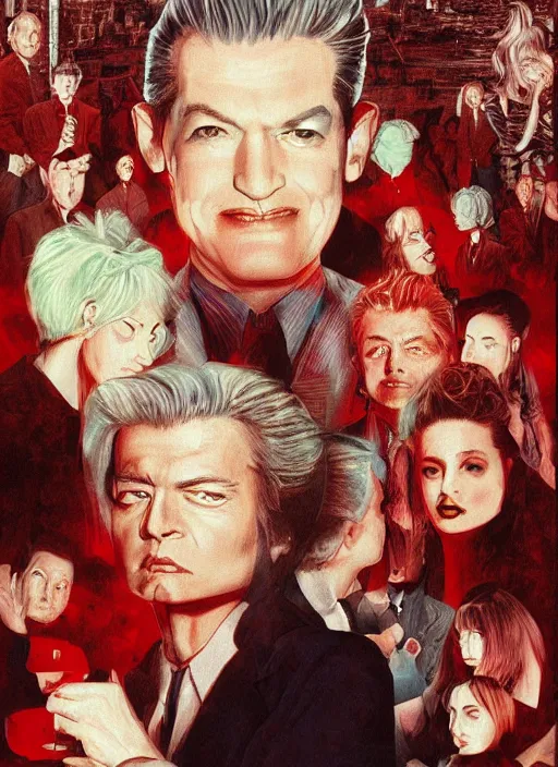 Prompt: twin peaks movie poster art by yumihiko amano