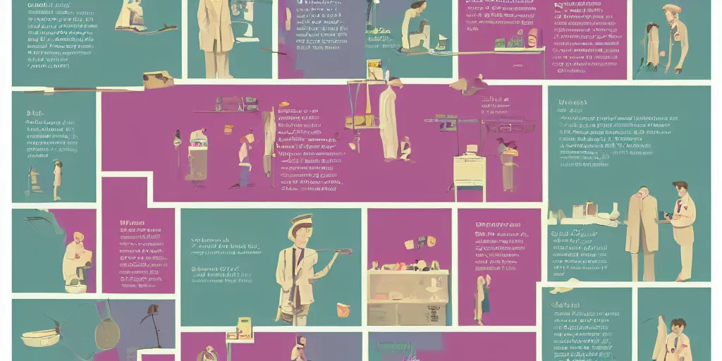 Image similar to getting ready for work pastel infographic by Wes Anderson