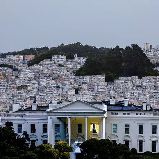 Prompt: the White House surrounded by favelas