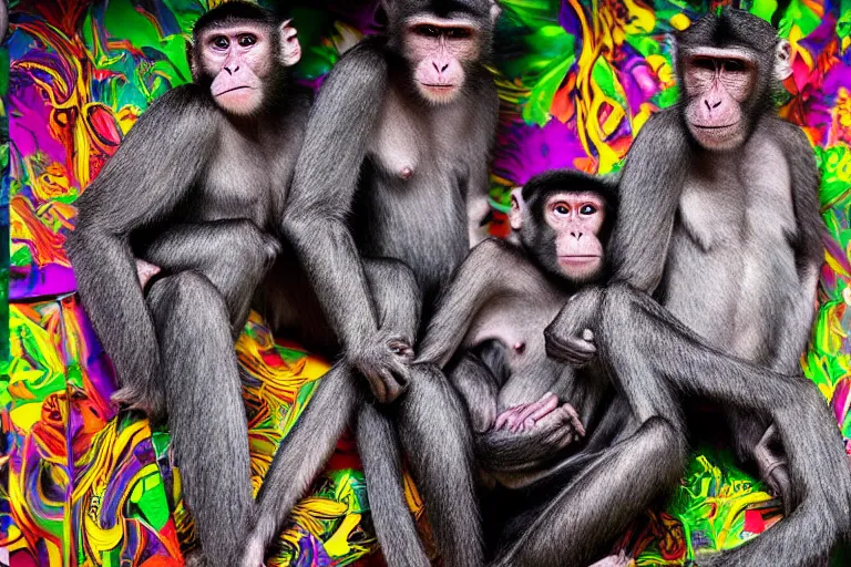 Image similar to Contamporary art fashion photography of ultra mega super hyper realistic detailed group of ultra mega super hyper realistic detailed monkey's in detailed colourful sport suits . Photo shot from 30m distance on ultra mega super hyper Leica Q2 Camera, Rendered by DaVinci Resolve