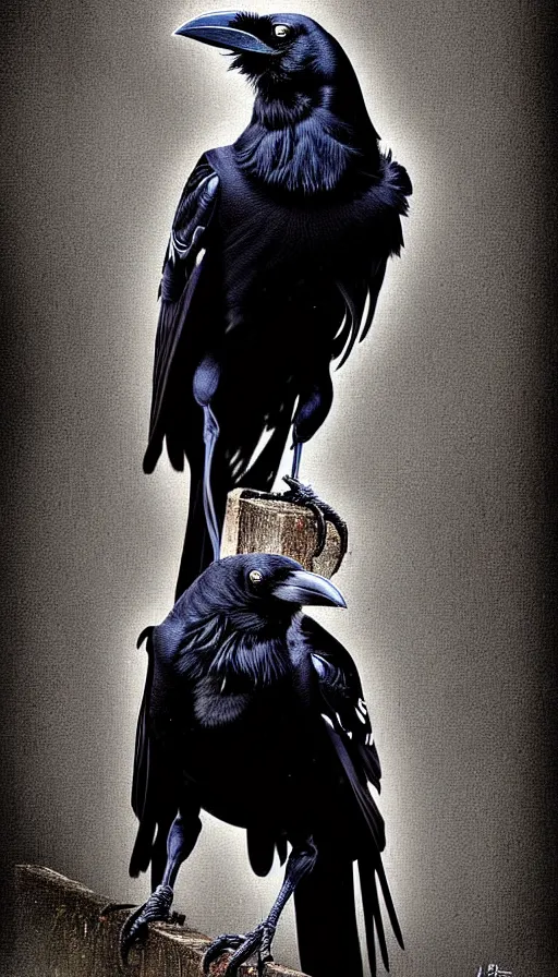 Image similar to epic professional digital art of a crow that is a human by lisa roet