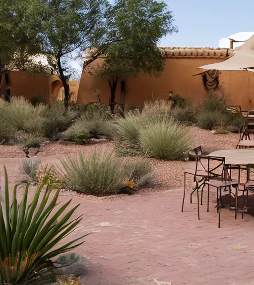 Prompt: desert bloom inside the patio