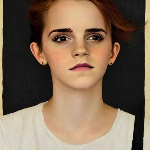 Image similar to a masterpiece portrait photo of a beautiful young woman who looks like a manic pixie dream girl emma watson, symmetrical face