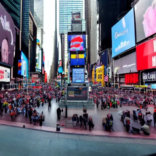 Image similar to photo of lots of Moai 🗿 statues in times square