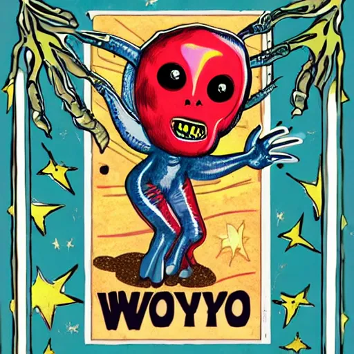 Image similar to Pop Wonder NFT - Alien Bog Friendly Monster waving good-bye, Art