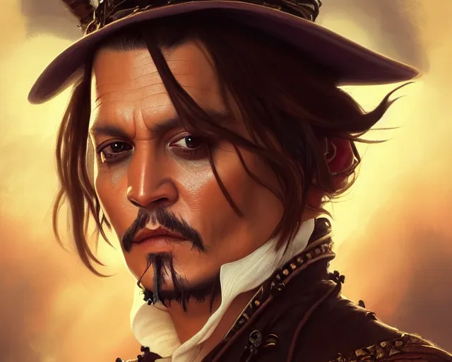 Prompt: photography of johnny depp, deep focus, d & d, fantasy, intricate, elegant, highly detailed, digital painting, artstation, concept art, matte, sharp focus, illustration, hearthstone, art by artgerm and greg rutkowski and alphonse mucha