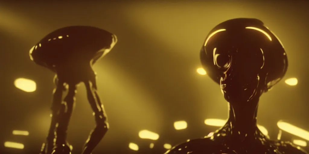 Image similar to cinematic film still of a punk alien starring in a dave meyers directed music video, cgi, vfx, ( ( ( chiaroscuro ) ) ) lighting, shallow depth of field, ( ( 8 0 mm ) ), f 1. 8