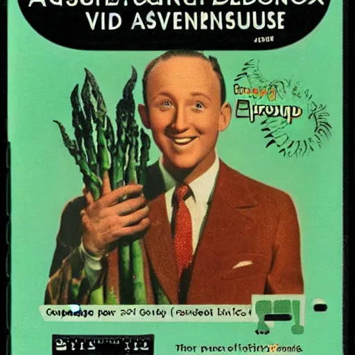 Prompt: vintage video game box cover art for “Bing Crosby’s Asparagus Adventure”