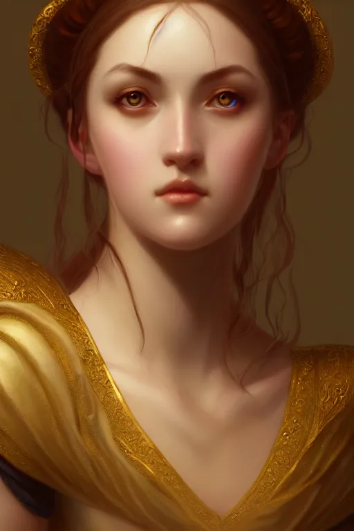 Prompt: a portrait of a female fantasy angle creature, bored, illustration, soft lighting, soft details, painting oil on canvas by Edmund Blair Leighton and Charlie Bowater octane render trending on artstation d&d characters, 4k, 8k, HD