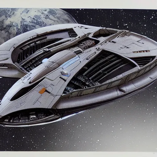 Image similar to A spaceship by Ron Cobb concept art for Alien