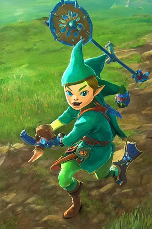 Image similar to an in game portrait of tingle from the legend of zelda breath of the wild, breath of the wild art style.