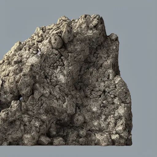 Image similar to a rocky cliffface, iron deposits, ore, calcite, quartz, rock wall, octane render