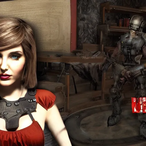 Image similar to Amouranth in UE5 Fallout New Vegas Mod, high detail, award winning