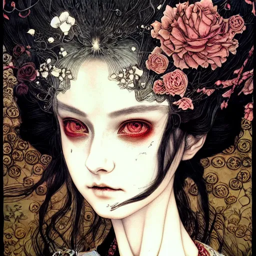 Image similar to portrait painted in zhang jingna style drawn by vania zouravliov and takato yamamoto, inspired by alice in wonderland, intricate acrylic gouache painting, high detail, sharp high detail, artstation