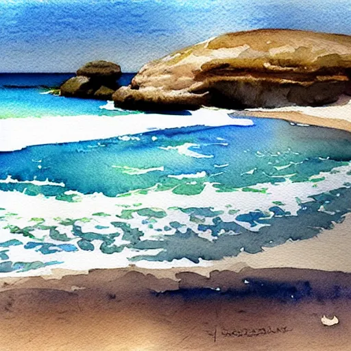 Prompt: one more sleep until the beach, watercolor painting, hyperrealism