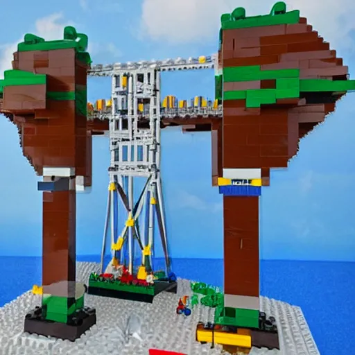 Prompt: sunshine skyway bridge made of lego