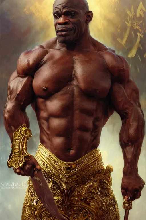 Prompt: ronnie coleman as a king, detailed, 8 k, trending on artstation, smooth, sharp focus artwork by mark arian, artgerm, mark keathley, greg rutkowski and alphonse mucha