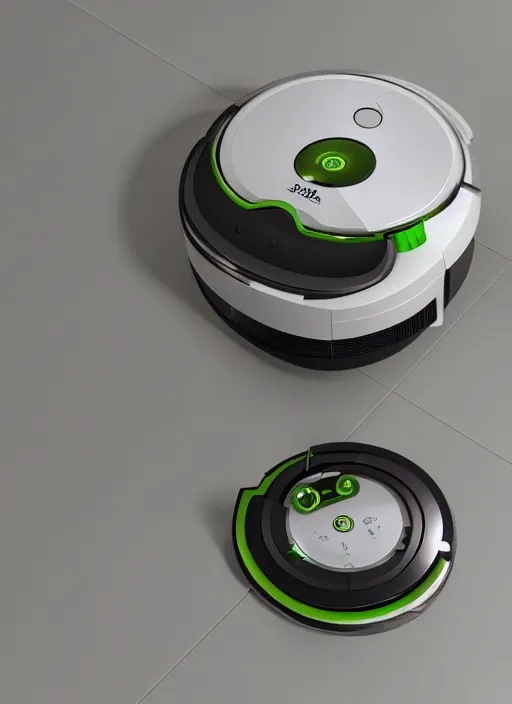 Image similar to A robot roomba with four mechanical limbs, 3D Product, professional render, studio quality, octane render