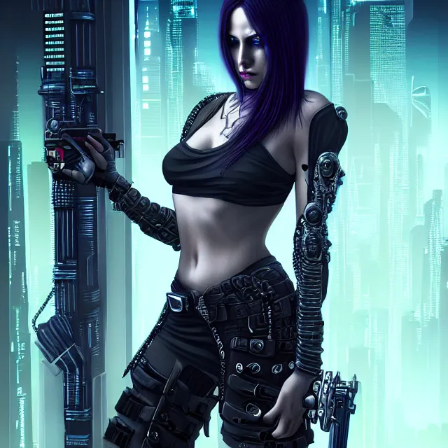 Prompt: cyberpunk beautiful assassin, highly detailed, 4 k, hdr, smooth, sharp focus, high resolution, award - winning photo, illustrated by anne stokes, photorealistic