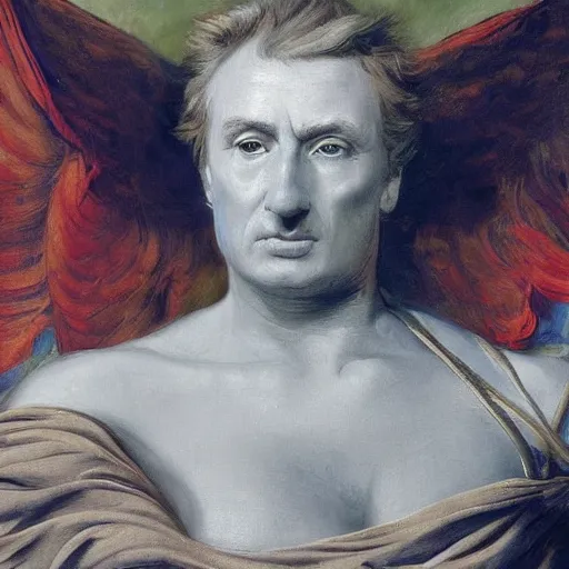 Image similar to a portrait of donald trump in the style of The Fallen Angel (1847) painting by Alexandre Cabanel