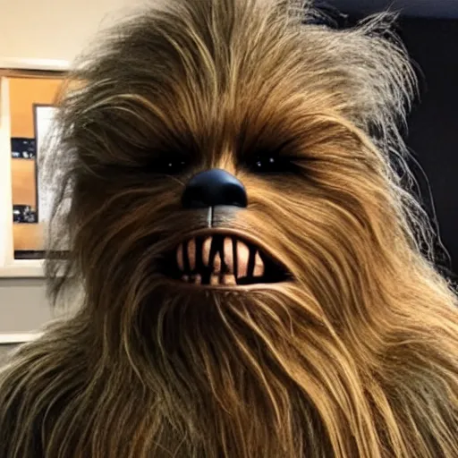 Image similar to chewbacca after shaving his face