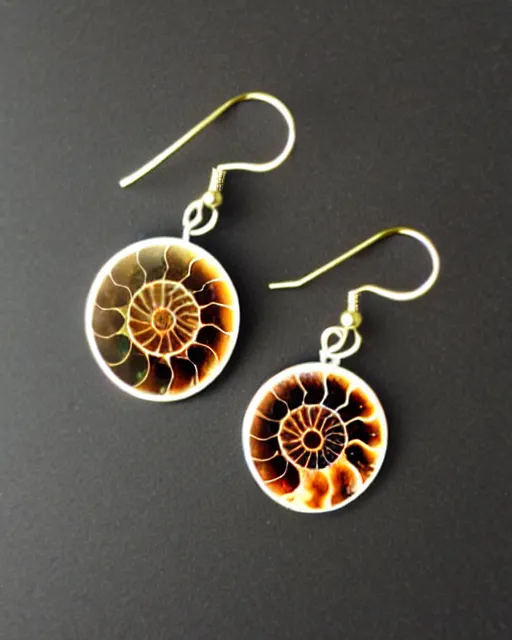 Image similar to ammonite fossil, 2 d lasercut earrings,