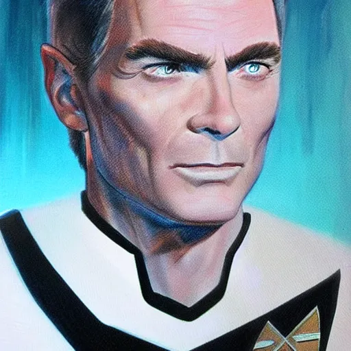 Prompt: captain pike from star trek. realistic concept art painting,