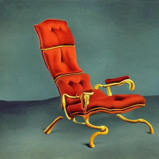 Prompt: a lounge chair painted by salvador dali