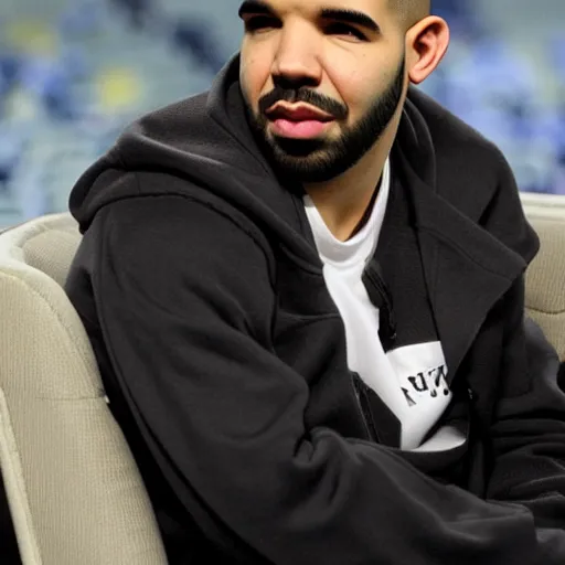 Image similar to drake in 2 0 1 0 sitting alone, with a wistful expression on his face and a tear rolling down his cheek