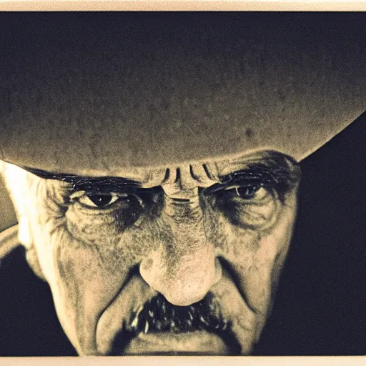 Prompt: portrait, extreme close up, sepia, beautiful light - dennis hopper, stares at the camera, night sky, stars, bruce gilden, leica s, fuji 8 0 0, grainy, low light