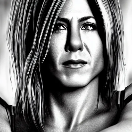 Image similar to jennifer aniston portrait, cyberpunk 2 0 7 7, cyberpunk judy alvarez, photorealistic, ultra detailed, neon, octane, bokeh, cinematic lighting, cyber, cyberpunk city, studio quality, feature, scars, cyberface, 8 k