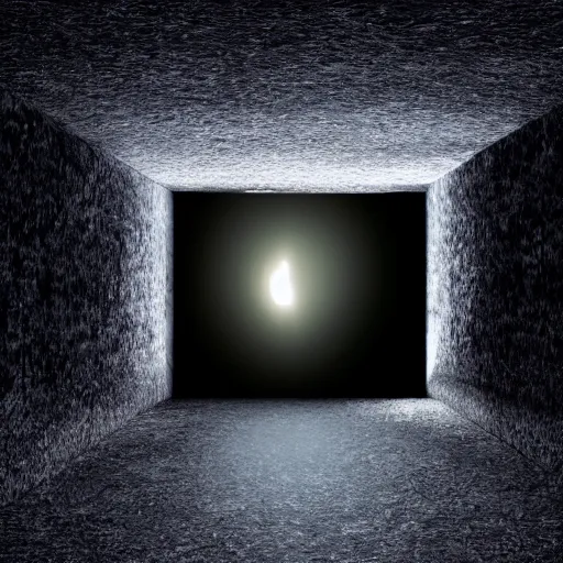 Prompt: a pitch black void with a glowing doorway,