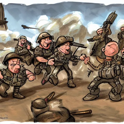 Image similar to flinstones world war 2, concept art, cartoon, sketch